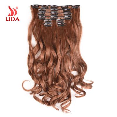 Cina 8Pcs/set Blonde Curly Wavy Curly Clips In Long Hair Extensions Natural Wavy Curly Synthetic Hair Extensions Wigs 20Inch 33# in vendita