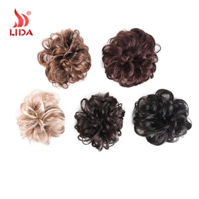 Cina Synthetic Lida Curly Chignons Elastic Scrunchies Hair Bun Sliver Updo Clip In Blonde Wigs Brown Bun Bun in vendita