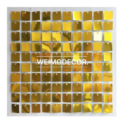 China Embedded Home Wall Ceilings Birthday Party Decoration Glitter Background Sequin Panel Gold Shimmer for sale