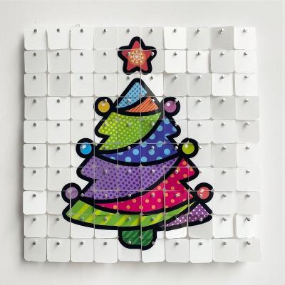 China Modern Wall Decoration Custom Design Christmas Tree Art Pictures Sequin Panel Print Shimmer Wall For Birthday Wedding Party for sale