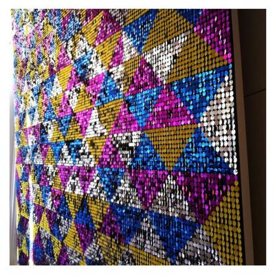 China Professional Design Built-in Commercial Ceilings Design Billboard Wall Sequin Shimmer Backdrop For Exhibition for sale