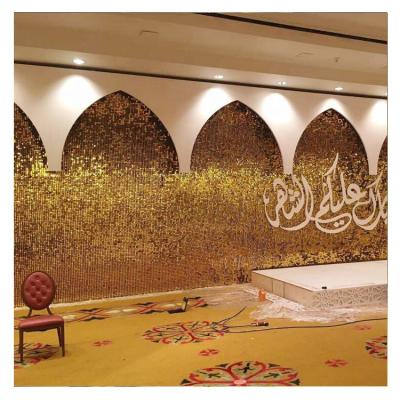 China Ceilings Hotel Ballroom Backdrop Interior Decoration Wall Embedded Golden Glitter Shimmer Panels for sale