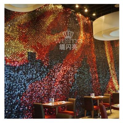 China Integrated Upscale Dining Ceilings Restaurant Art Design Decoration Sequin Wall Shimmer Panels for sale