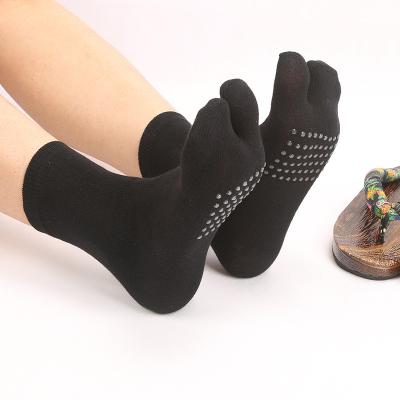 China Wholesale style solid color breathable single anti-skid socks 2 toe two 2 finger socks toe yoga socks wholesale for sale