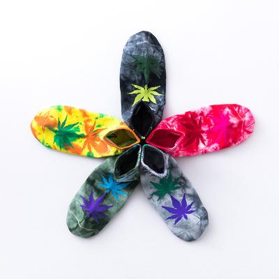 China QUICK DRY fashion street cotton tie dye ankle shorts thongs maple leaf weed socks for men and women for sale