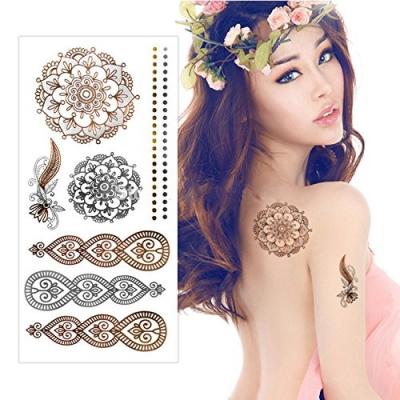 China Gold / Silver Metallic Foil Golden Flash Tattoo Water Transfer Paper For Women for sale