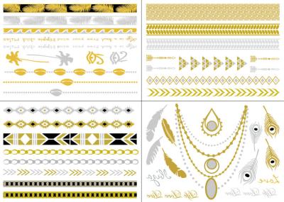 China Metallic gold removable tattoos / temporary tattoos for adults for sale