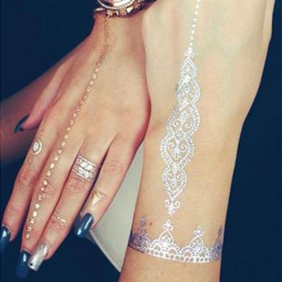 China Non toxic and safe gold silver temporary body art tattoos Easy apply for sale