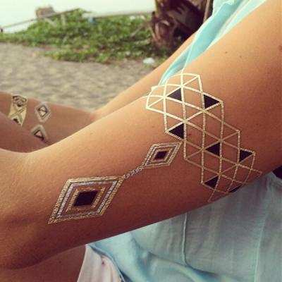 China Desert blue Metallic temporary body tattoo / custom fake tattoos for sale