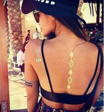 China Long lasting body art back temporary tattoos Necklace , metallic flash tattoos for sale