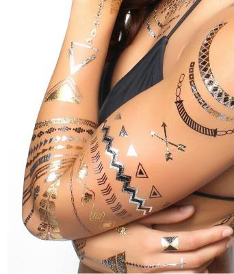 China Fashion Gold Foil Tattoo Jewelry , Foil Temporary Metallic Tattoo Sticker for sale