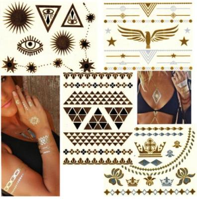 China Body Bling Skin Jewelry Silver And Gold Temporary Metallic Tattoos For Adults for sale