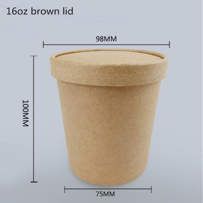 China 16oz paper soup single wall disposable cup, food grade kraft paper cup, disposable cups for noodle soup for sale