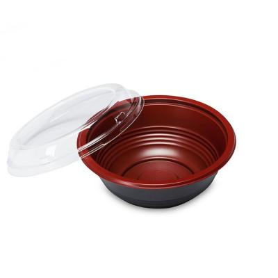 China Single Wall Black And Red Disposable Plastic Take Out Food Bowl for sale