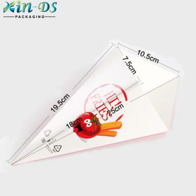 China Cone Disposable Paper Holder For French Fries Pancake Food Packaging for sale