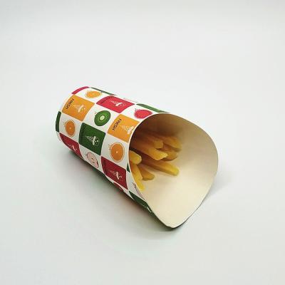 China Single Wall Custom Design Paper Cup For Waffle French Fries Fried Prawns for sale