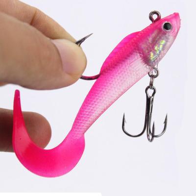 China pp lead soft plastic set isca macia de pesca pre coiled head fish tail lure bait set for sale