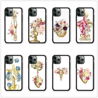 China Eco-friendly xr gold xs human organ flower and edge soft book phone case for iphone mini se 12 8 13 plus 11 pro max tpu cover bags for sale