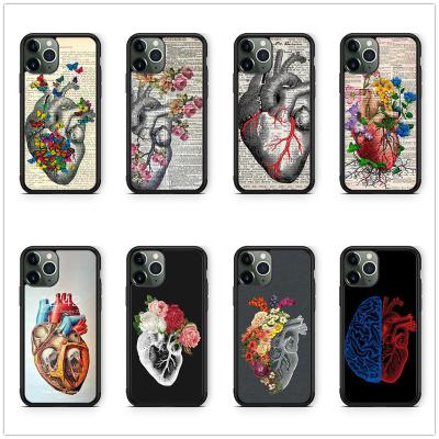 China Eco-friendly Soft Side Human Organ Brain Flower And Heart Edge Book Phone Case For Iphone 13 12 mini 8 plus xr xs 11 pro TPU Cover Max Bags for sale