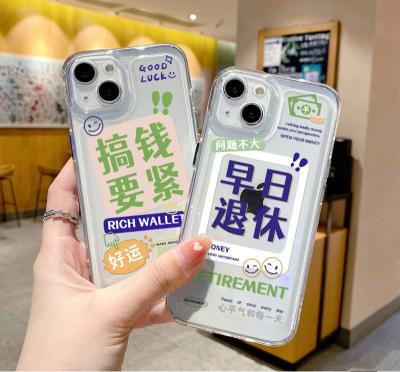 China Eco-Friendly Graffiti Good Luck Clear Phone Case For iPhone 13 pro 12 11 pro XR Max Max X 7 8 Plus Clear Shockproof Bumper Cover for sale