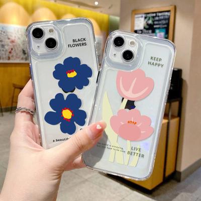 China Eco-friendly Graffiti Flower Clear Phone Case For iPhone 13 pro 12 11 pro XR Max Max X 7 8 Plus Clear Shockproof Bumper Cover for sale