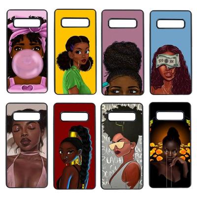 China Lovely Black Girls Soft Side Phone Case Eco-friendly TPU For Samsung s20 s6 s7 edge s8 s9 s7 plus lite e note8 note9 note10 case for sale