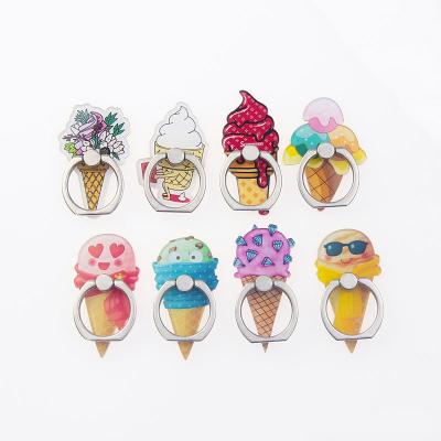 China Cute Adjustable Cartoon Ice Cream Mobile Phone Stand Holder Metal Mobile Phone Ring Stent Acrylic Phone Accessories for sale