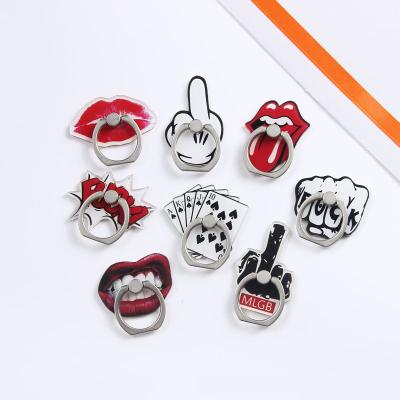 China Cute Adjustable Mouth Poker Cartoon Mobile Phone Stand Bracket Metal Mobile Phone Ring Stent Acrylic Phone Accessories for sale