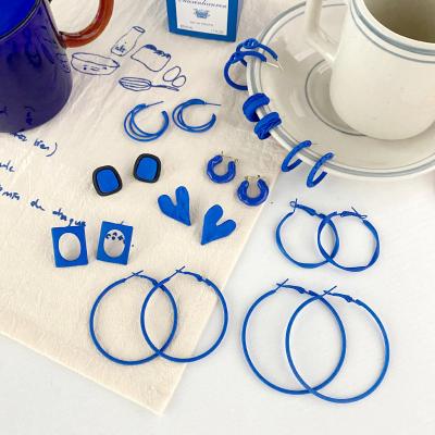 China Office/S925 Career Silver Needle Klein Blue Earrings All Kinds Of Shapes Earrings For Women Piercing Jewelry for sale