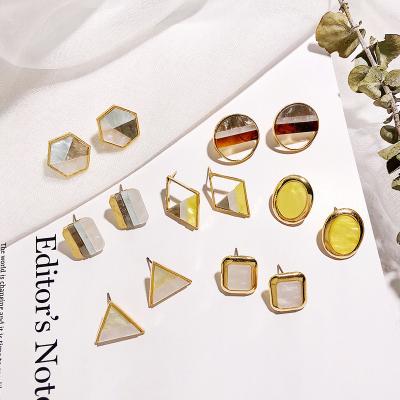 China Office / Career Vintage Korean Cute Girls Stainless Steel Simple Acrylic Geometric Earring Jewelry for sale