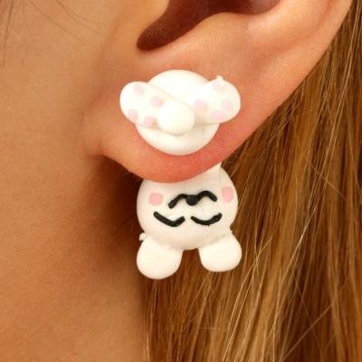 China Wholesale Cheap Pure Handmade Cute 3D Animal Series Polymer Clay Earring Rabbit Polymer Clay Stud Earrings for sale