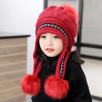 China Wholesale Popular Ladies Mum Ddaughter Girl Warm Cute Plush Hat Plush Winter Hanging Ball Knitted Hat for sale