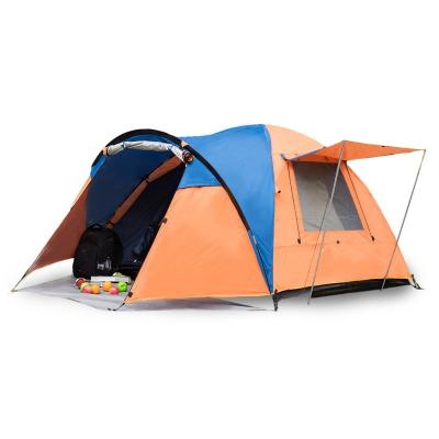 China Various Colors Hot Selling Waterproof One Bedroom Two Vestibule 3-4 Person Polyester Fabric Waterproof Camping Tent for sale