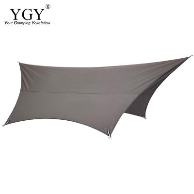 China Extended Type Poly Cotton/TC Sun Shelter Sun Shelter Garden Canopy Rain Fly Hexagon 3.2*2.9M Poly Cotton Sunshade Tent Tarp Camping Hammock Waterproof Tarp Tent for sale