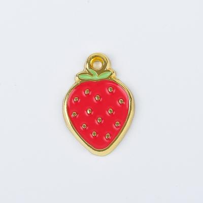 China Cute Strawberry Custom Enamel Girl Power Metal Gifts Soft Soft Hard Charm for sale