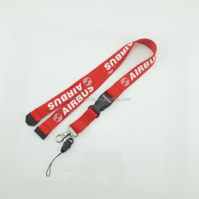 China Key Event Airbus Polyester Ribbon ID Chain Lanyard With Safty Buckle Cell Phone Strap With Lobster Clip for sale