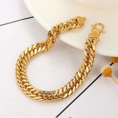 China FASHIONABLE High Quality Simple Punk Chain Cuba Chain Bracelet 24K Gold Not Easy To Fade Jewelry Bracelet For Women Jewelry Gift for sale