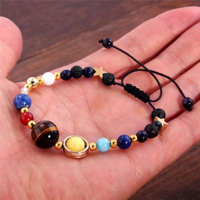 China Punk Universe Galaxy the Eight Planets in the Solar System Guardian Star Natural Stone Beads Bracelet for Men women for sale