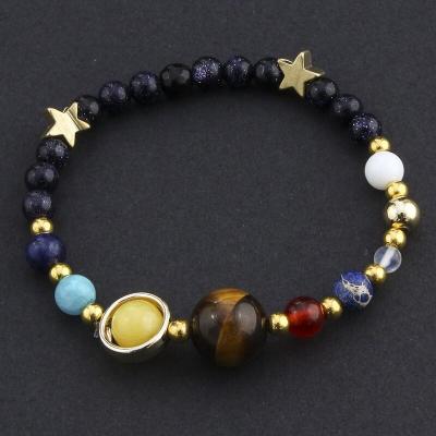 China CLASSIC Universe Galaxy Eight Planets in Solar System Star Guardian Lava Reiki Natural Stone Beaded Bracelet and Bangle Elastic for sale