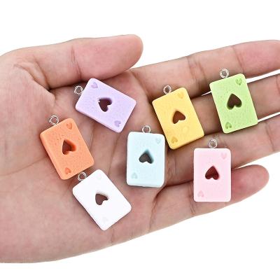 China Resin Simulation Poker Cards Color Peach Heart Charms Handmade DIY Earrings Necklace Key Chain Pendant Jewelry Accessories for sale