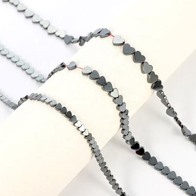 China Wholesale CLASSIC Natural Black Stone Handmade Jewelry 4MM, 6MM, 8MM Heart Love Chain DIY Bracelet Necklace for sale