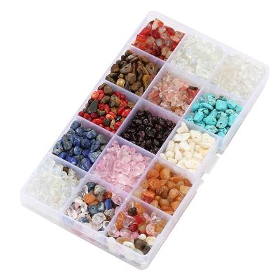 China New Fashion 15 Grid Stone Beads Box Set Mix Color Natural Stone Healing Set For Bracelet Jewelry Making Handmade Accessories for sale