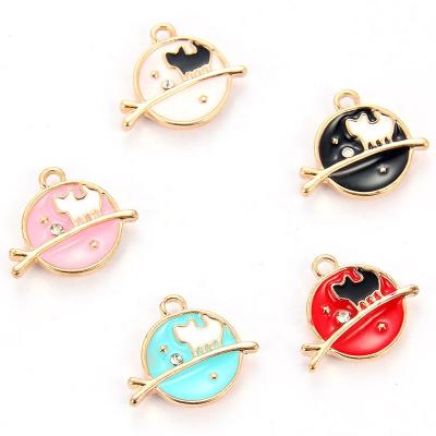 China Cute Cat Tree Branches Gold Silver Color Enamel Metal kc Charms Girls Women DIY Necklace Jewelry Pendant Accessory for sale