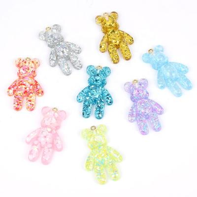 China DIY Cute Shiny Rough Bear Resin Charms Flat Back Pendant Necklace Chain Bracelet Head Charms For DIY Decoration Jewelry Accessory for sale