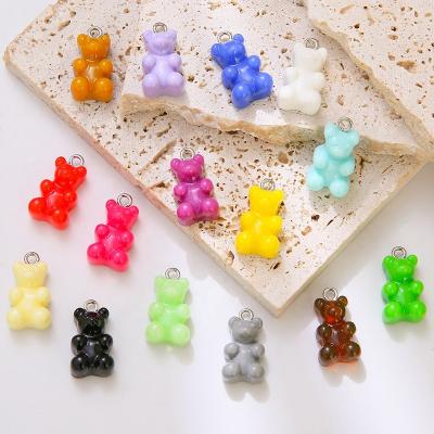 China Resin Kawaii Macaron DIY Gummy Bear Cartoon Bear Charm Earring Necklace Pendant Jewelry Making Findings Jewelry Accessories for sale