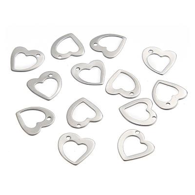 China New Product Simple Silver Plated Geometric Heart Charm DIY Stainless Steel Love Pendant Bracelet / Necklace for sale