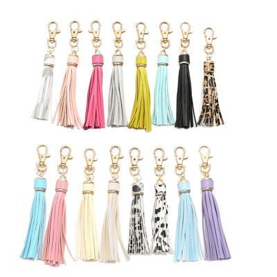 China Souvenir Gifts Promotion Luxury PU Leather Tassel With Lobster Swivel Key Chain For Handbag Phone Car Key Jewelry DIY Keychains Charms Gift for sale