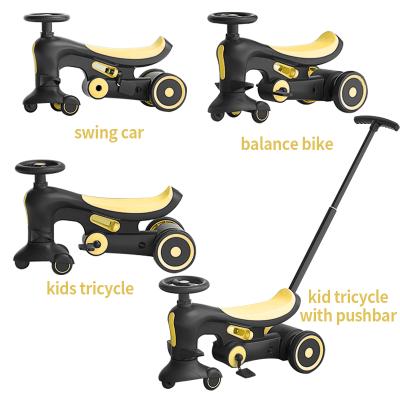 China Outdoor Kids Ride Toys China Factory New Design 2021 New Design 2021 Baby Ride Bustle Car Kids Tricycle Multifunctional Balance Bike With Swing Car Pushbar Kids for sale