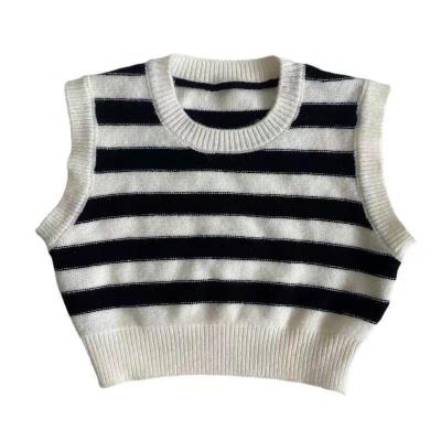 China New Autumn Girl Baby Stripe Simple Children'S Wool Breathable Vest for sale