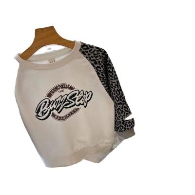 China Breathable Splice Leopard Kids T-shirts Custom Made Clothes Kid Long Sleeve Leopard T-shirts For Kids Children Set for sale